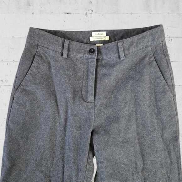 L L Bean Gray Brushed Flannel Classic Bootcut Flare Dress Pants Trousers Size 4P - Picture 3 of 7